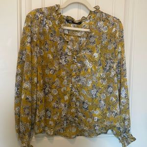 XS Zara oversized silk-like top.